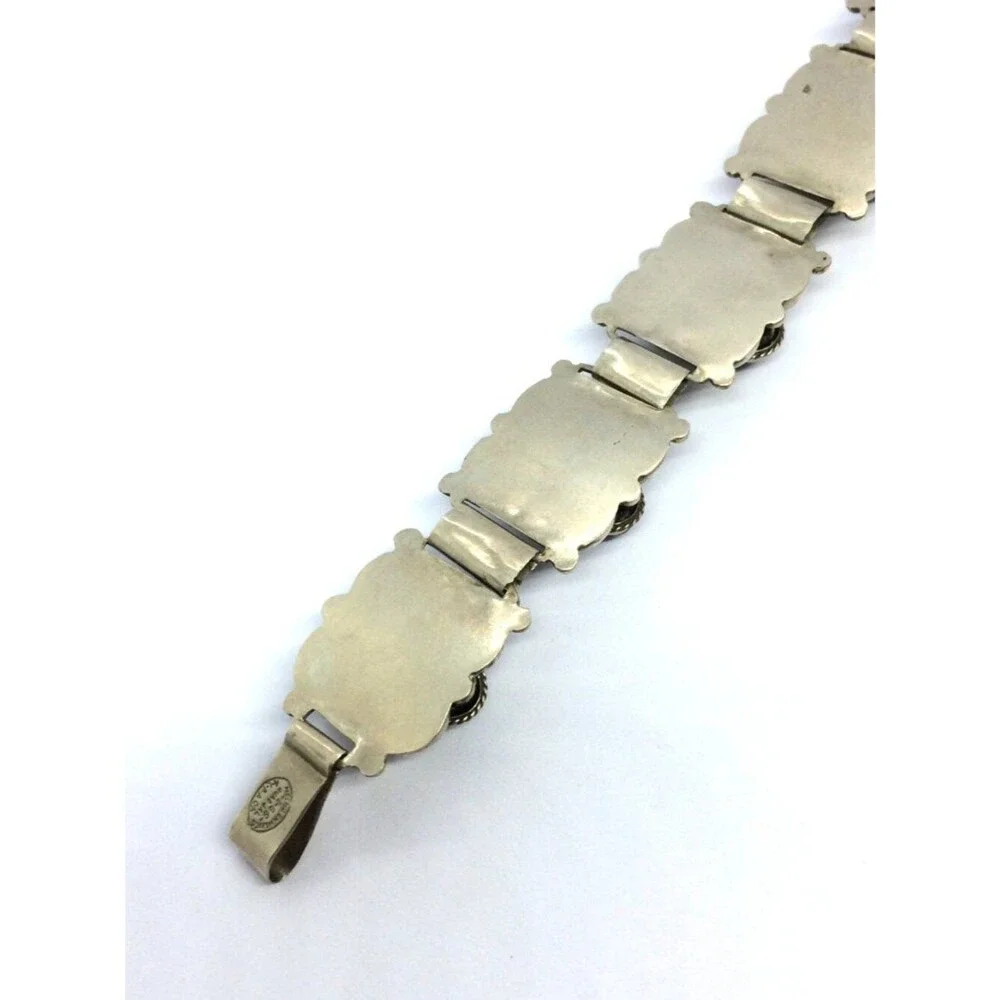 VINTAGE ALPACA Bracelet Mask Hecho En Mexico EGS Guad Jal Silver Tone